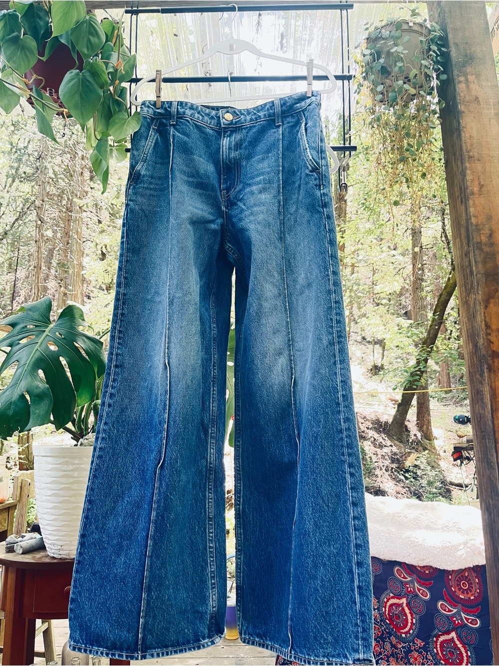 Ula Johnson High-Waist Wide Leg Blue Denim Jeans